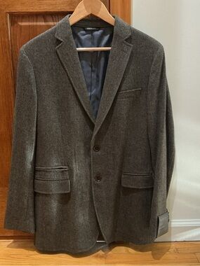 Banana Republic Wool Herringbone Blazer Charcoal Brown 38R Tailored Fit NWOT